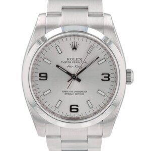 ROLEX Air-King 114200 Silver Index Arabic Dial Smooth Bezel Oyster Band Watch